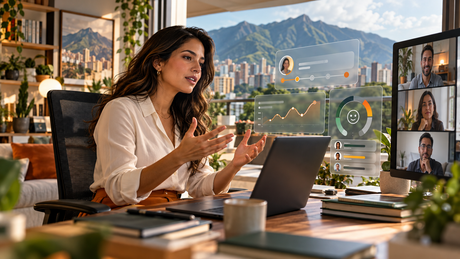 Profesional venezolana trabaja en Customer Success remoto con CRM y métricas de clientes