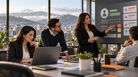 Equipo de Recursos Humanos ecuatoriano publicando una vacante en la plataforma Encuentra Empleo